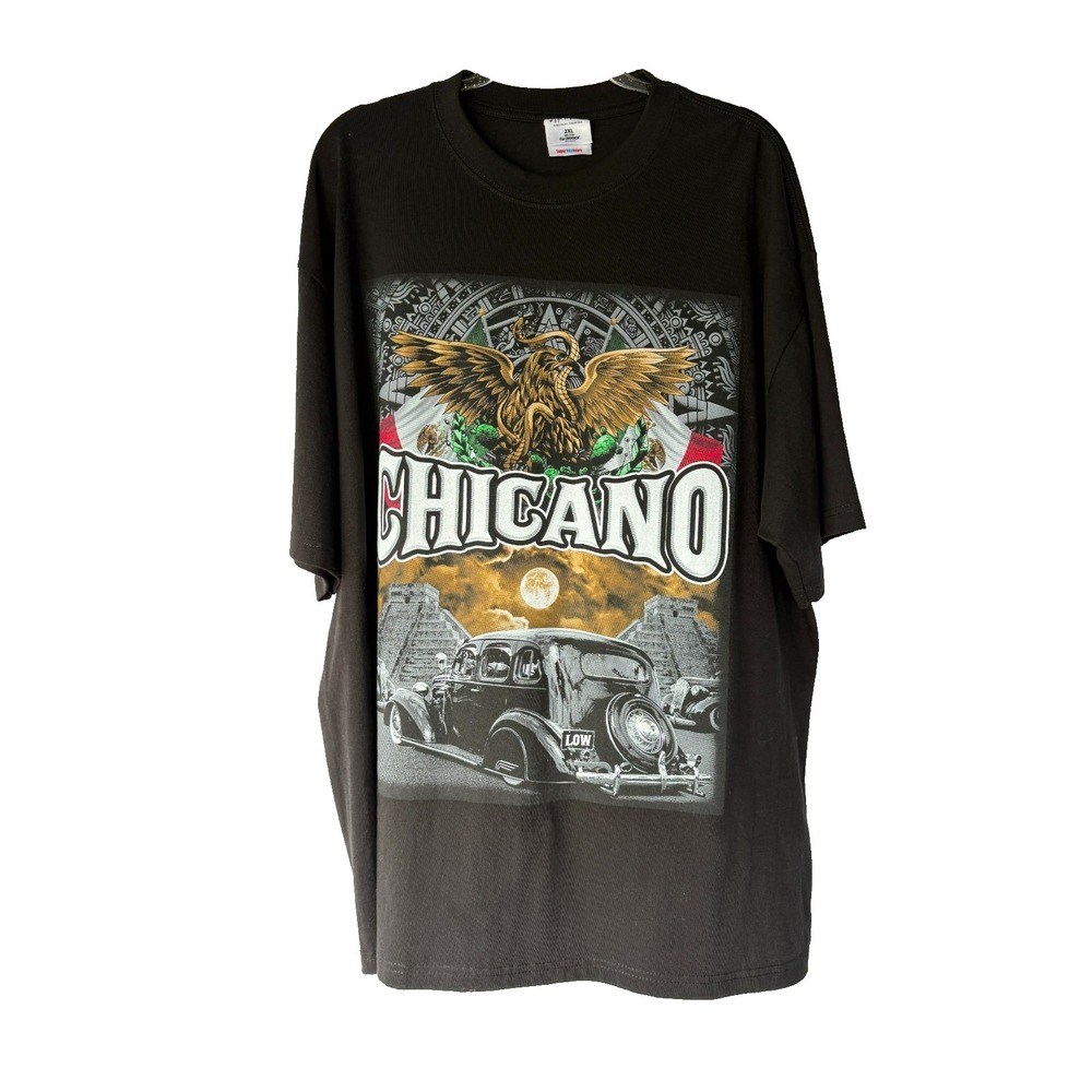 Shaka Wear Super Max Heavy Chicano Graphic T Shirt 2XL Black Lowrider Aztec Y2K
